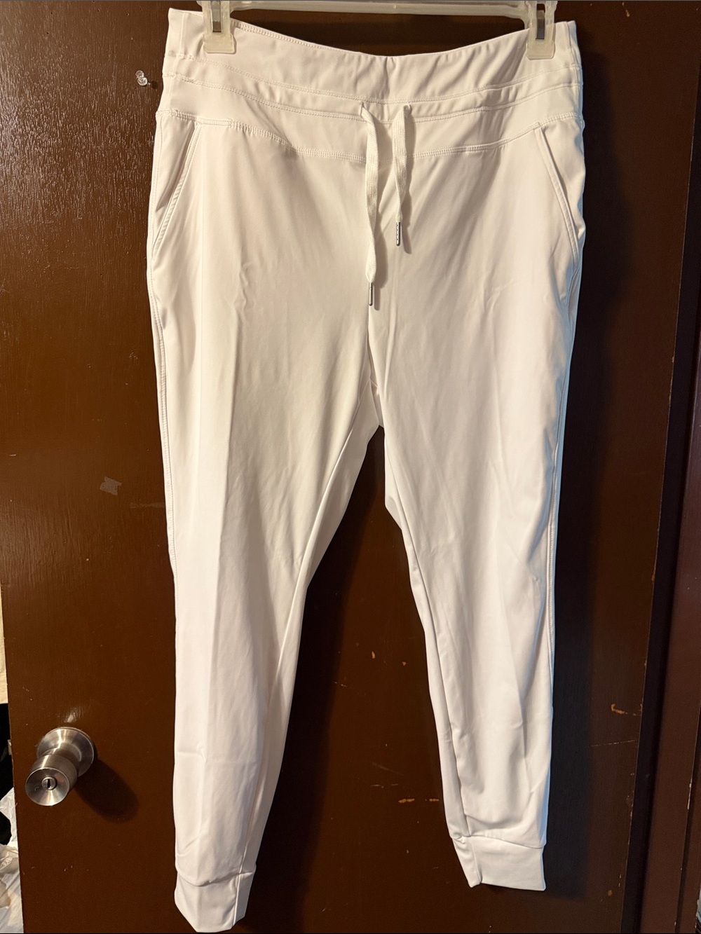 White Women’s Jogger Pants with Drawstring Waist